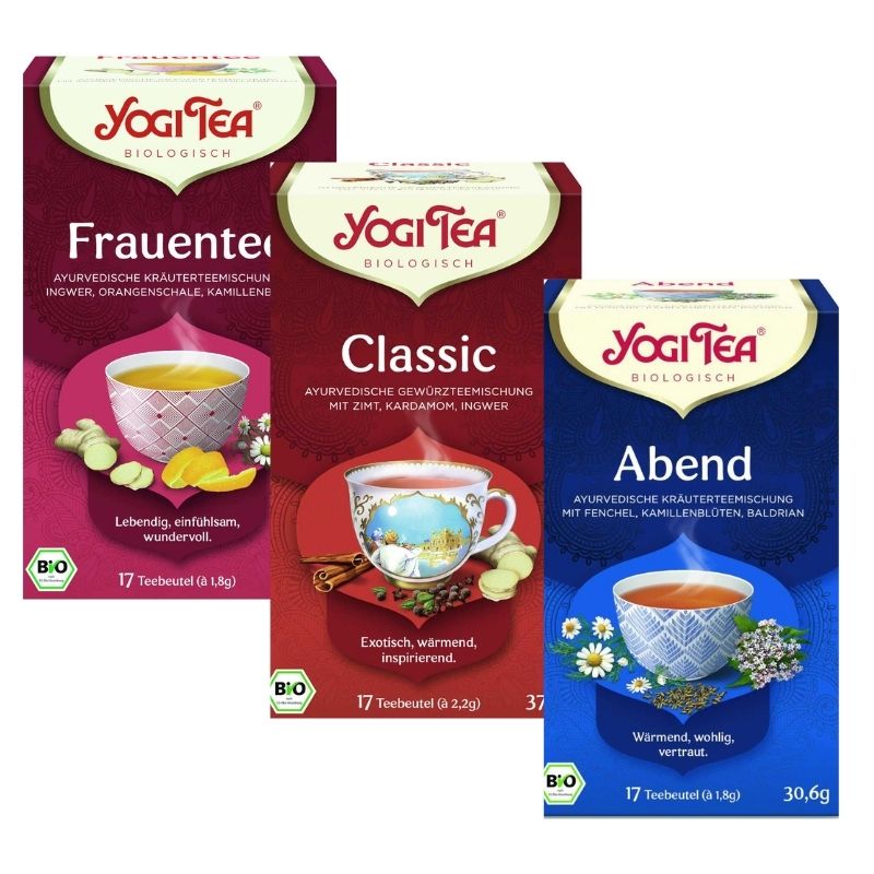 Yogi Tea SET Ženski čaj, Čaj za spavanje i Klasični čaj Ayurvedski biljni čajevi 3 kom 17 x 1,8 g