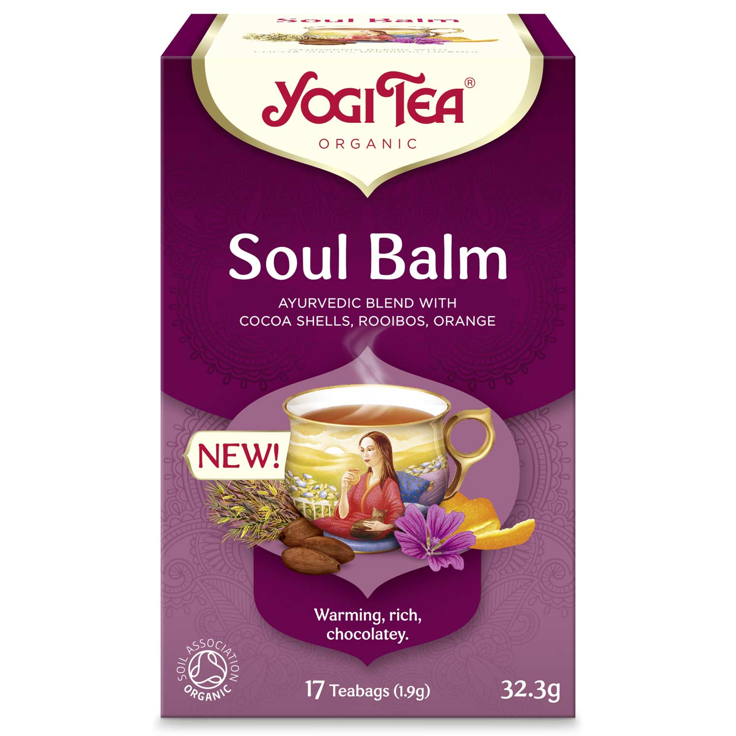 Yogi Tea Soul Balm Organski ajurvedski čaj rooibos, kakao, naranča 17 x 1,9 g