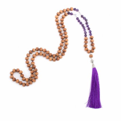 489sam yoga mala sandelholz amethyst violetter quaste