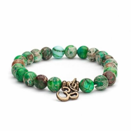 401gtom yoga mala armband grüner imperial türkis mit om charm