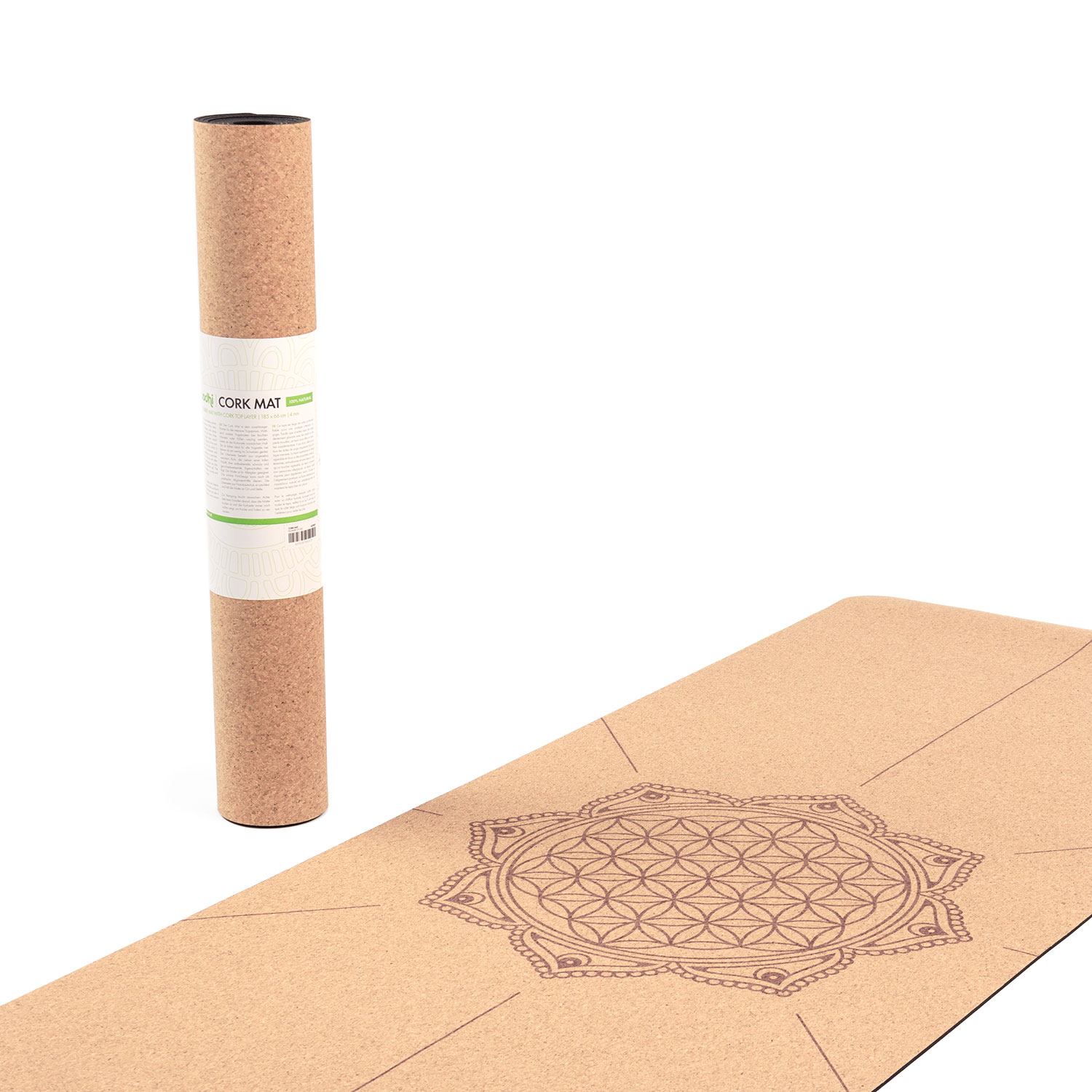 Bodhi Yoga Bodhi PHOENIX Yoga Cork parafa jógaszőnyeg AZ ÉLET VIRÁGA mintával 185 x 66 cm x 4 mm