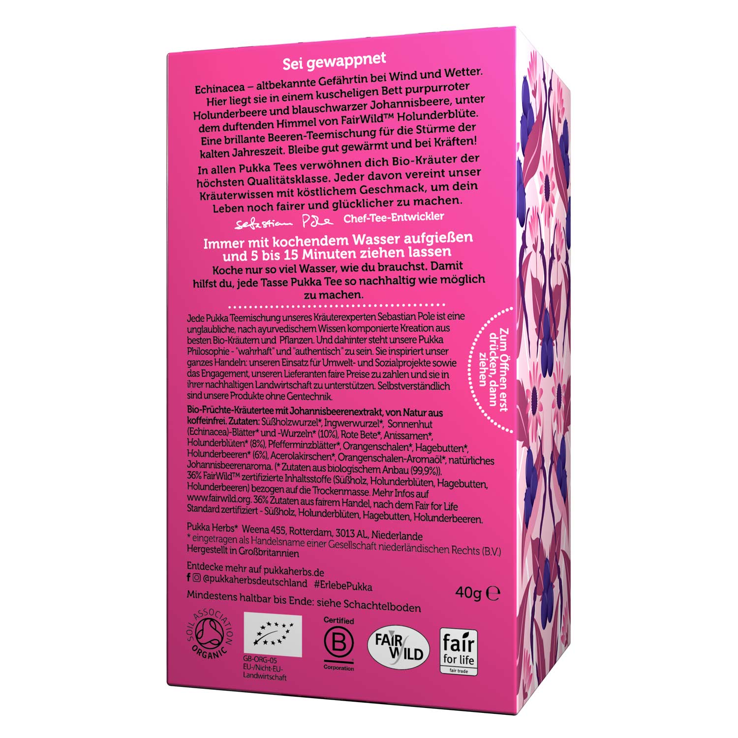 Pukka Herbs ájurvédikus gyümölcsös tea bodzabogyó & echinacea, 20 tasak
