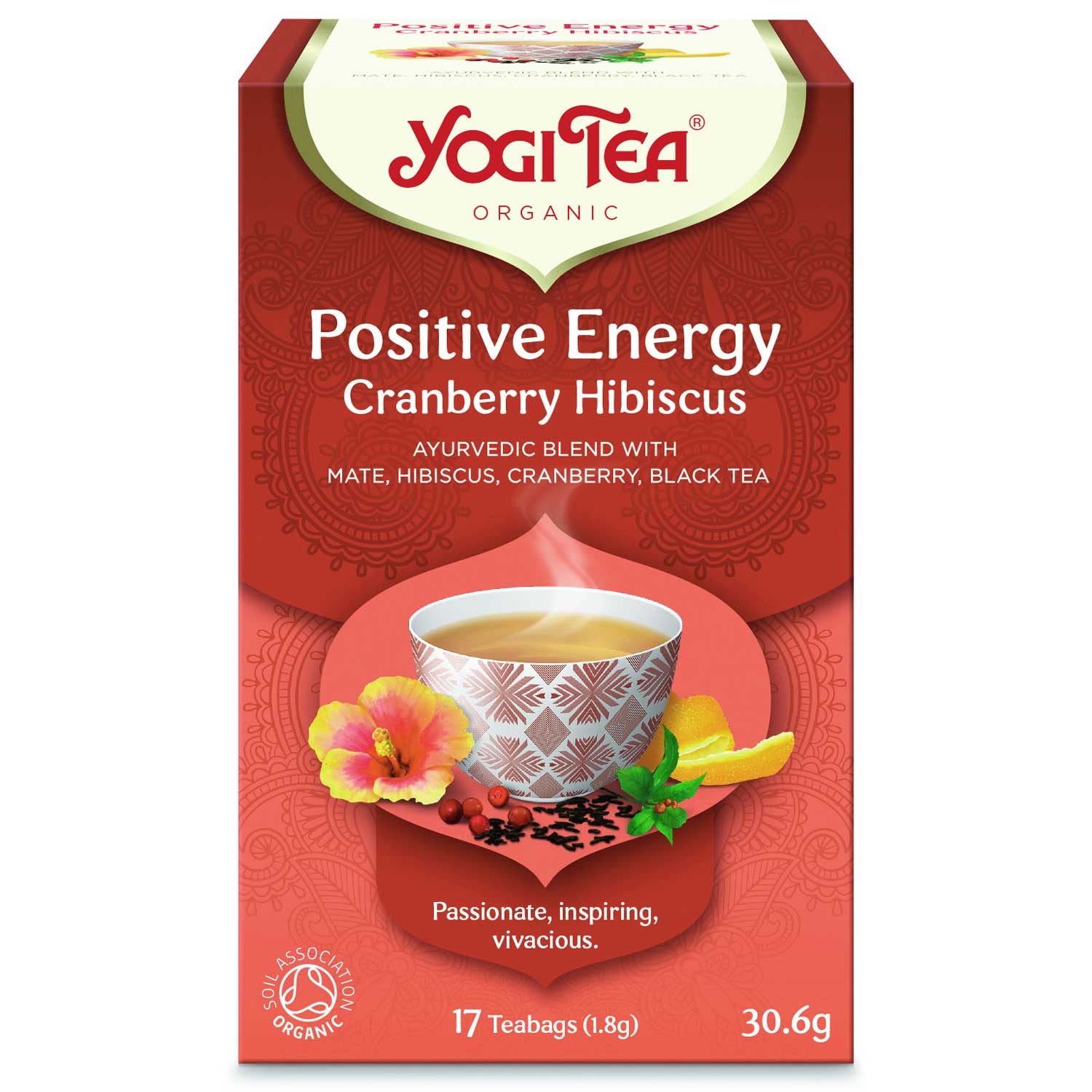 Yogi Tea Bio Pozitív Energia Áfonya és Hibiszkusz fekete teával 17 x 2 g