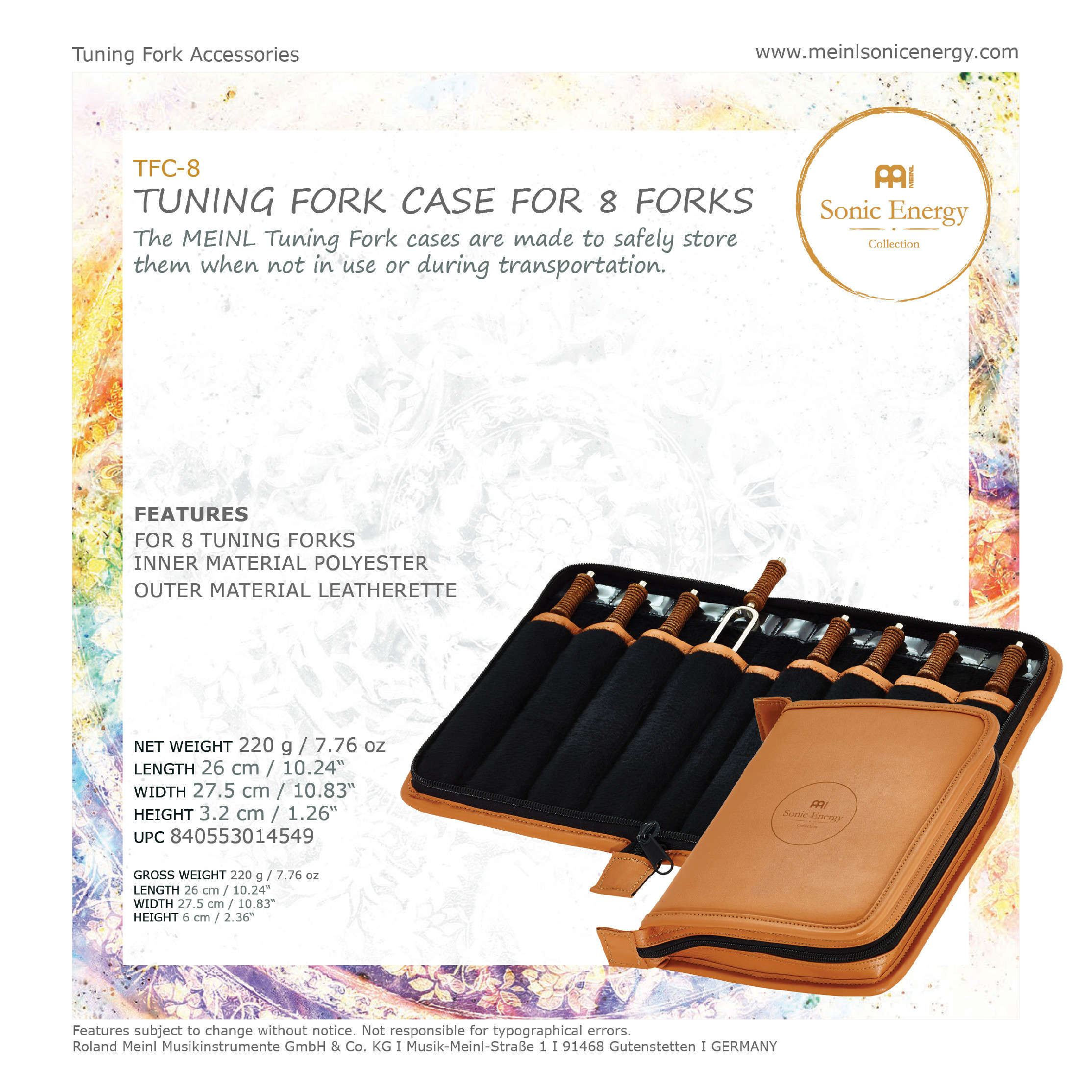 MEINL Sonic Energy Tuning Fork Case tok 8 terápiás hangvillához, műbőr
