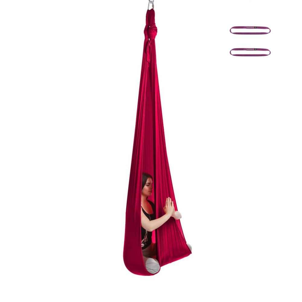 Aerialsilks Aerial Yoga AIR háló és karabiner készlet Fly és Aerial jógához - 6 m Szín: Bordó