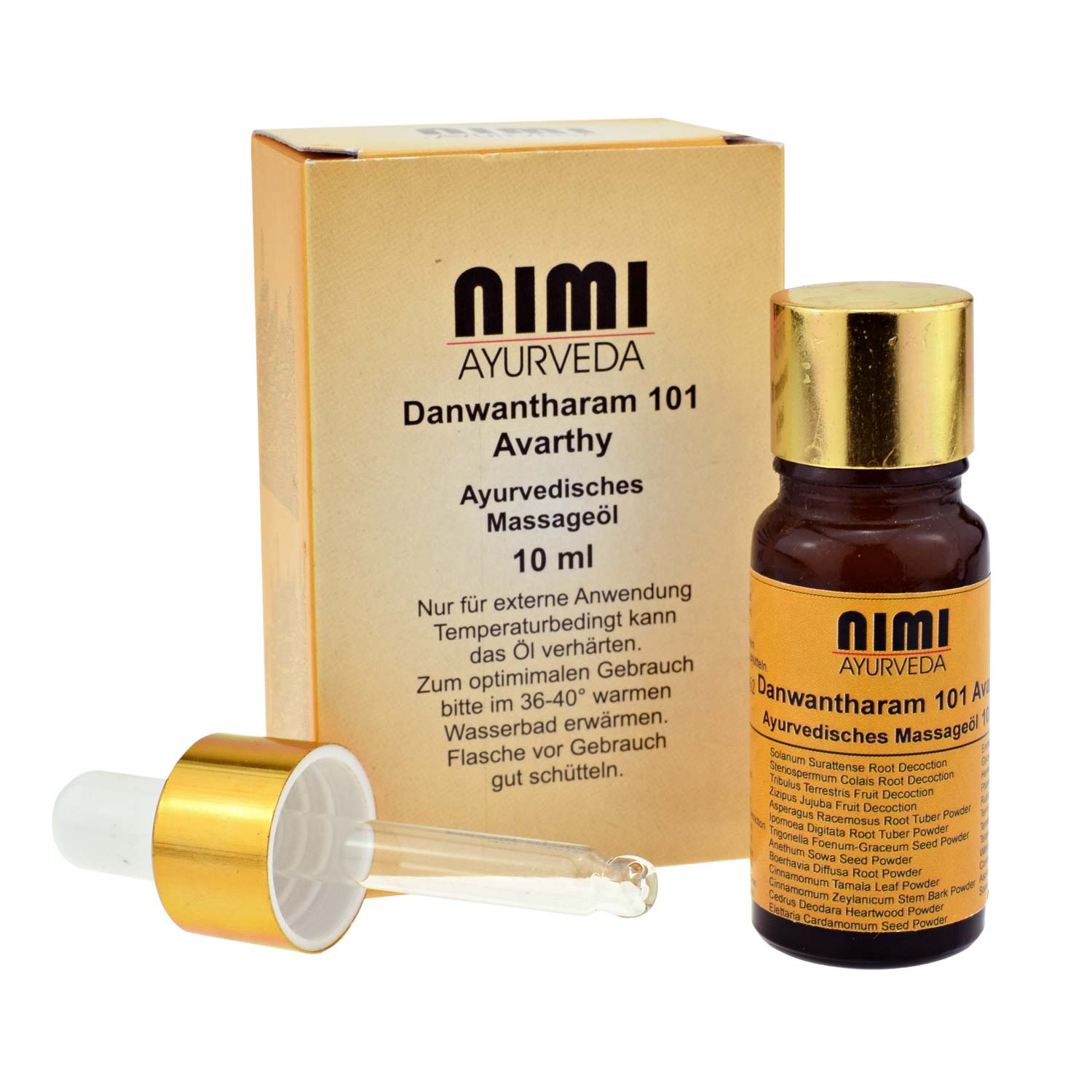 Nimi Ayurveda Danwantharam 101 Avarthy masszázsolaj Vata egyensúlyhiányra 10 ml.
