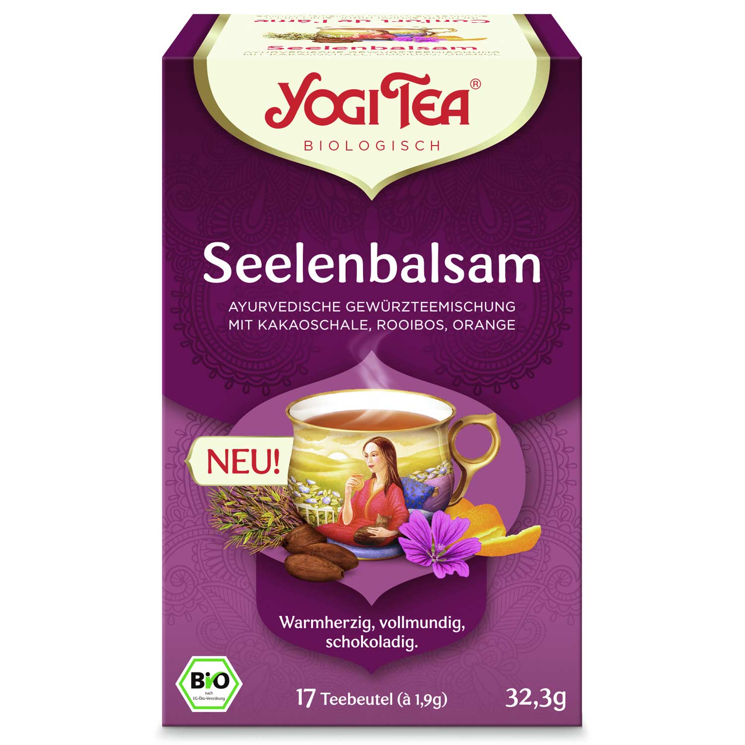 Yogi Tea Soul Balm Organic Ayurvedic tea rooibos, kakaó, narancs 17 x 1,9 g