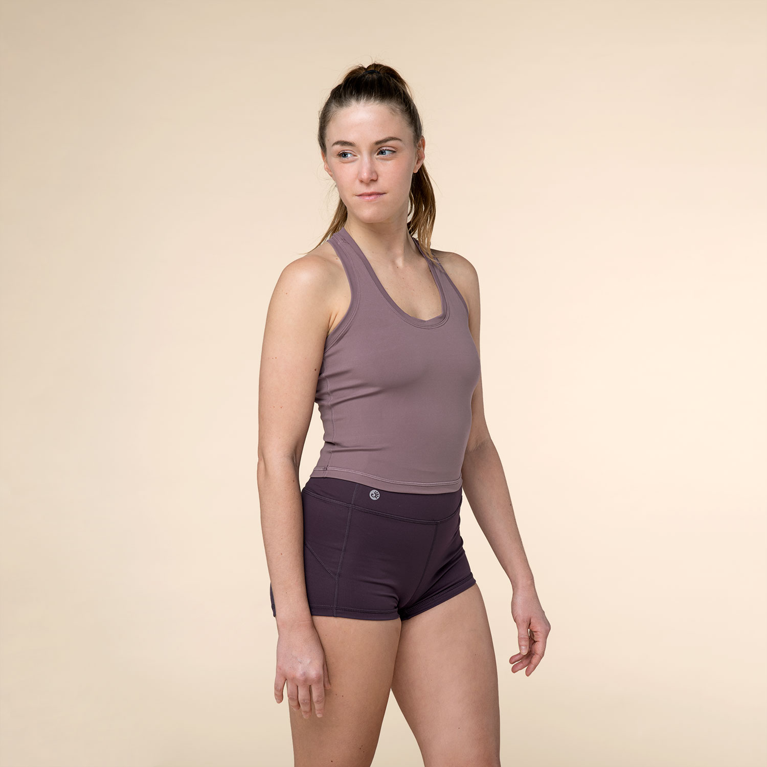 Bodhi Niyama Essentials Shortie Leggings extra rövid jóga és fitnesz nadrág lila Méret: L