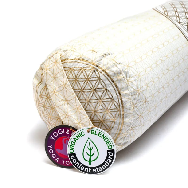 Phoenix Import Yogi & Yogini Bolster jógahenger ECO szimbólummal hajdina 100% bio pamut 60 x 16 cm Szín: fehér