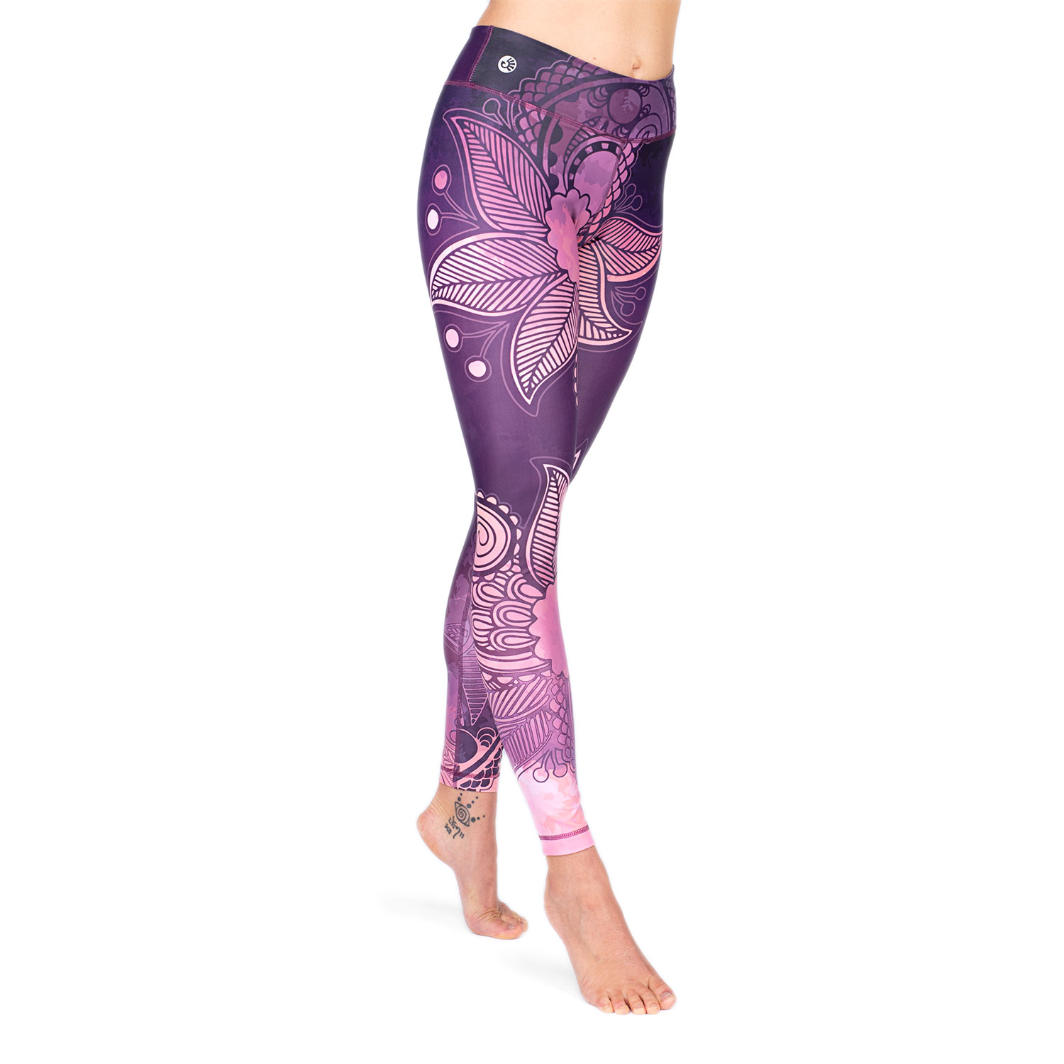Niyama leggings-ek Bodhi Niyama Purple Blossom jóga és fitnesz nadrág Méret: XS