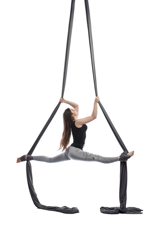 Aerialsilks Aerial Silk MAG selyem és karabiner készlet Fly és Aerial jógához 10 m Szín: Levendula