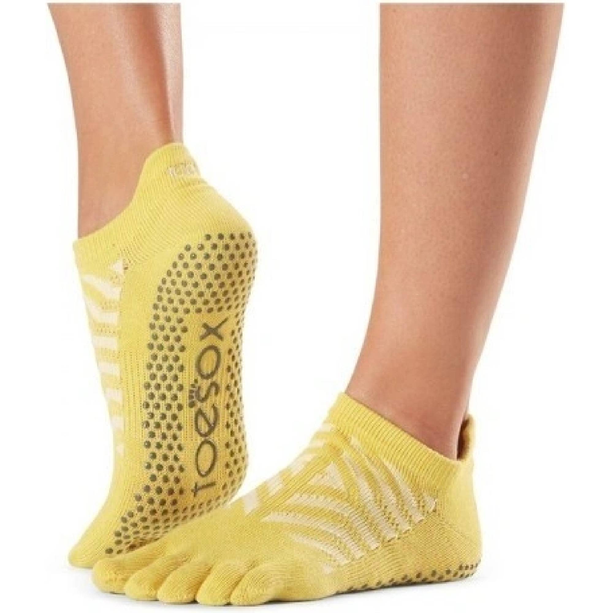 ToeSox Full Toe Low Rise csúszásgátló zokni - Szezonális újdonság Szín: Sárga, Méret: S 36-38