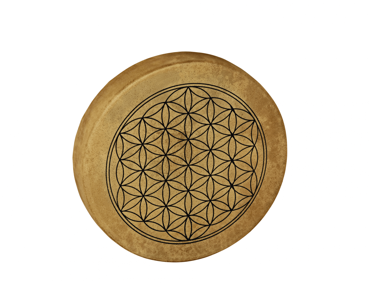 Meinl Sonic Energy MEINL Native American-Style Hoop Drum 38 cm átmérőjű - Az élet virága mintával (HOD15-FOL)