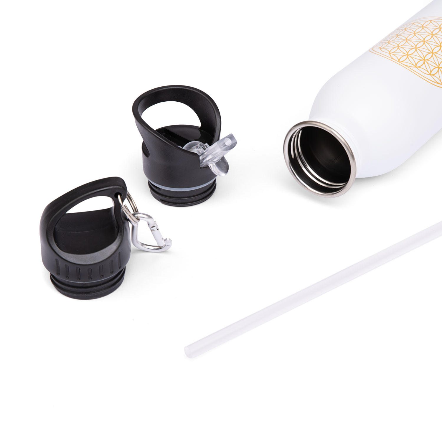 Bodhi Yoga Bodhi Bottle rozsdamentes acélüveg, szívószállal és mintávlal 700 ml 3 szín Szín: fehér