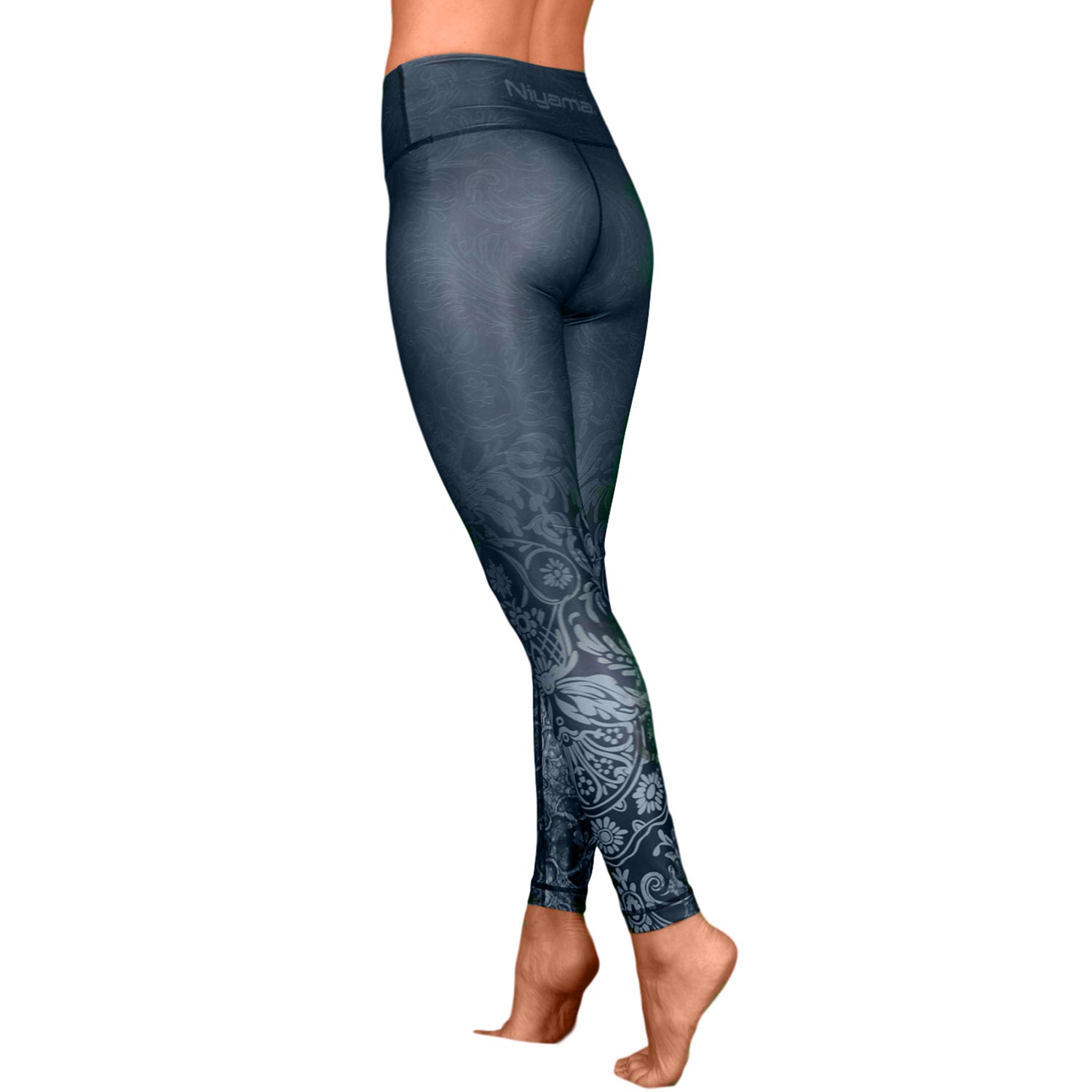 Bodhi Niyama Midnight Kiss magas derekú nadrág jógához és fitneszhez Méret: XS