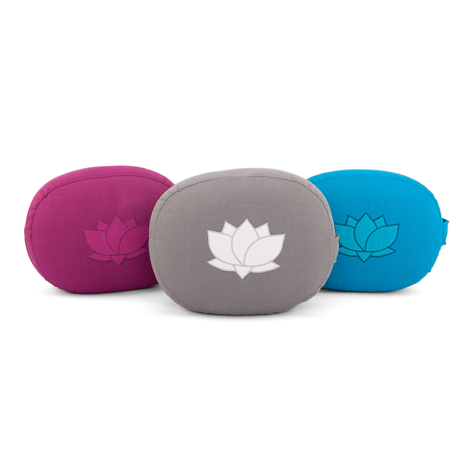 Bodhi Yoga Bodhi meditációs párna ovális lótuszvirággal, organikus pamutból, 29 x 15 cm Farba: Sivá