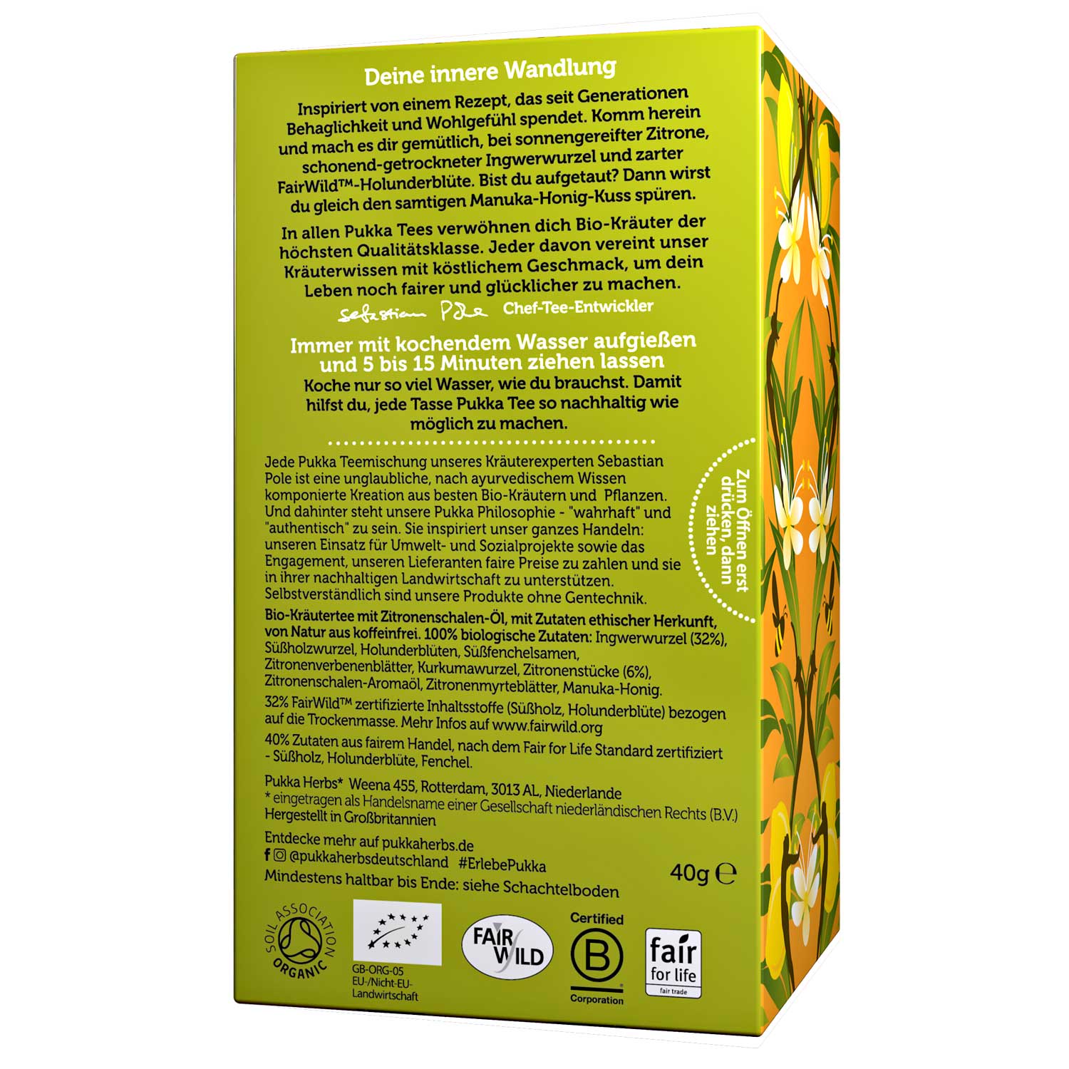 Pukka Herbs PUKKA gyógynövények, ajurvédikus szerves nyugtató tea- Citrom, gyömbér, Manuka méz 20 db teafilter