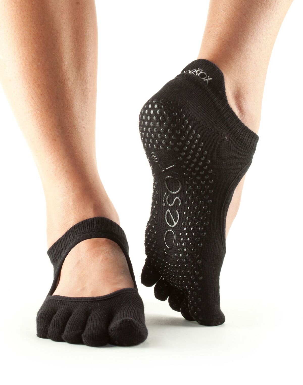 Șosete antiderapante Toesox Fulltoe Bellarina Grip (negru) Mărime: L 43-45
