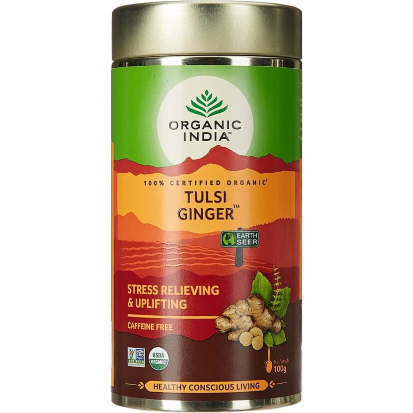 Organic India Tulsi Ginger Ginger sprijină digestia și arde toxinele 100 g