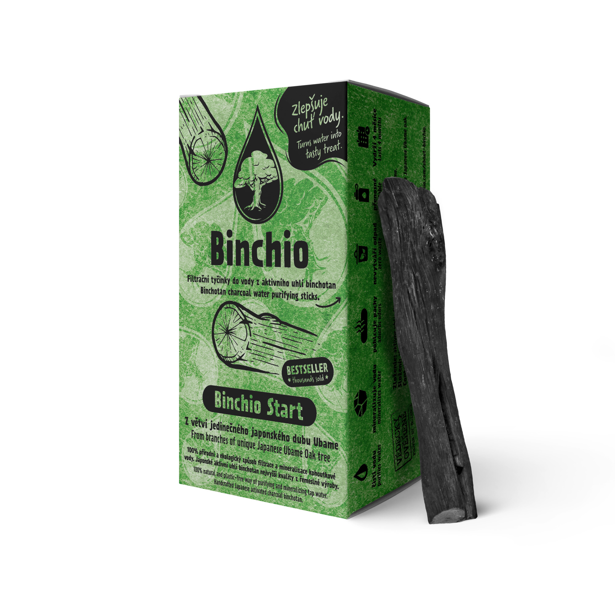 Cărbune activ Binchio Binchotan - Filtrare și mineralizare naturală a apei Tip: Binchio Start