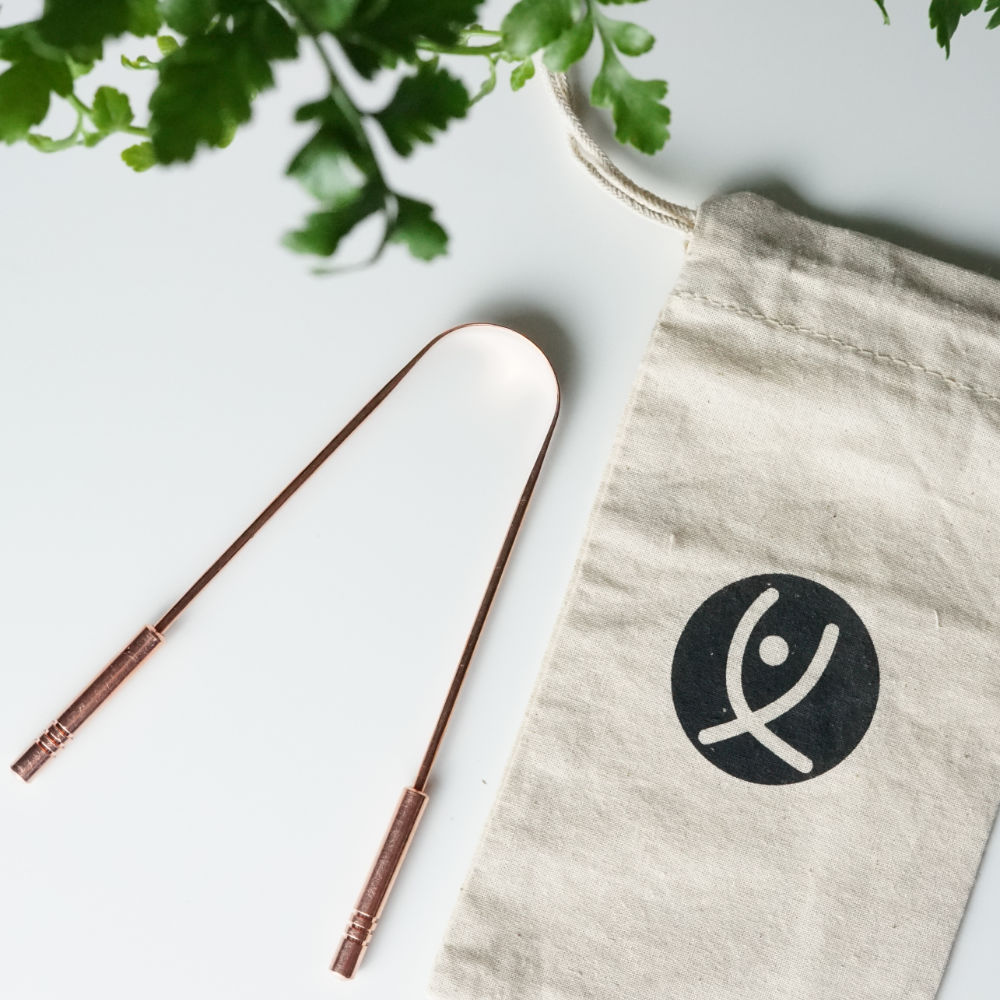 Racletă de limbă ayurvedică din cupru Flexity de calitate premium cu husă