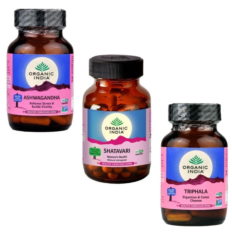 Organic India PACHET Ashwagandha, Shatavari, Triphala 3 x 60 buc