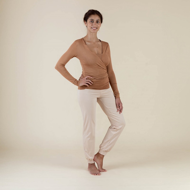 Bodhi Yamadhi Pantaloni sport Yamadhi Roll Down pentru femei - Bodhi Yoga Culoare: Caramel Beige, Mărime: XS