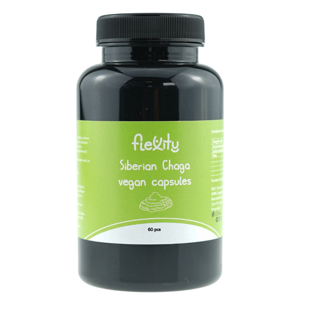 Flexity Chaga Siberiană – 60 capsule vegane (300 mg/capsulă)