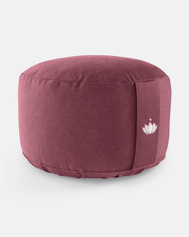 Pernă de meditație Lotuscrafts Lotus 31 cm x 20 cm extra înaltă Culoare: Aubergine, Umplere: Speltă