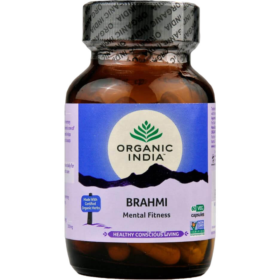 Organic India Capsule Brahmi organice indiene pentru stres, vitalitate și echilibru mental, 60 buc