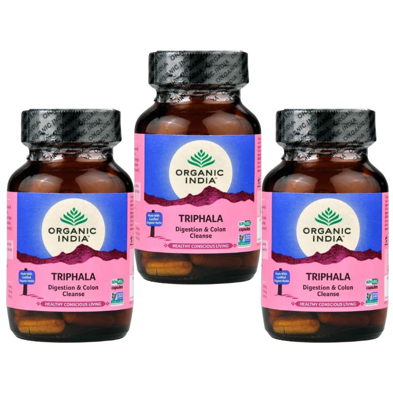 Set de 3 capsule de detoxifiere Triphala Organic India x 60 buc.
