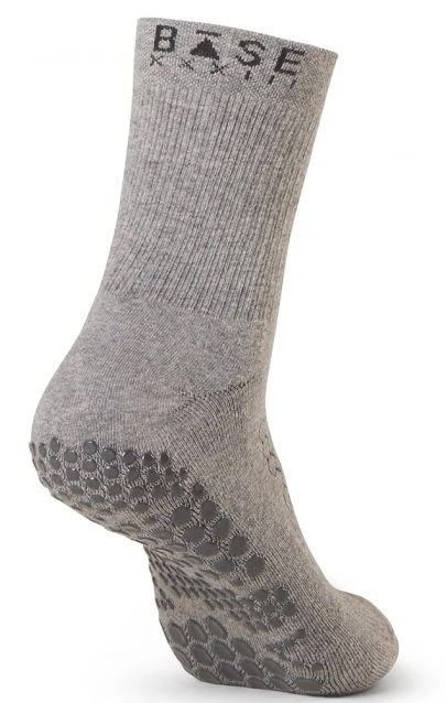 Șosete sport gri antiderapante Base 33 Crew Grip, model înalt Mărime: L 43-45