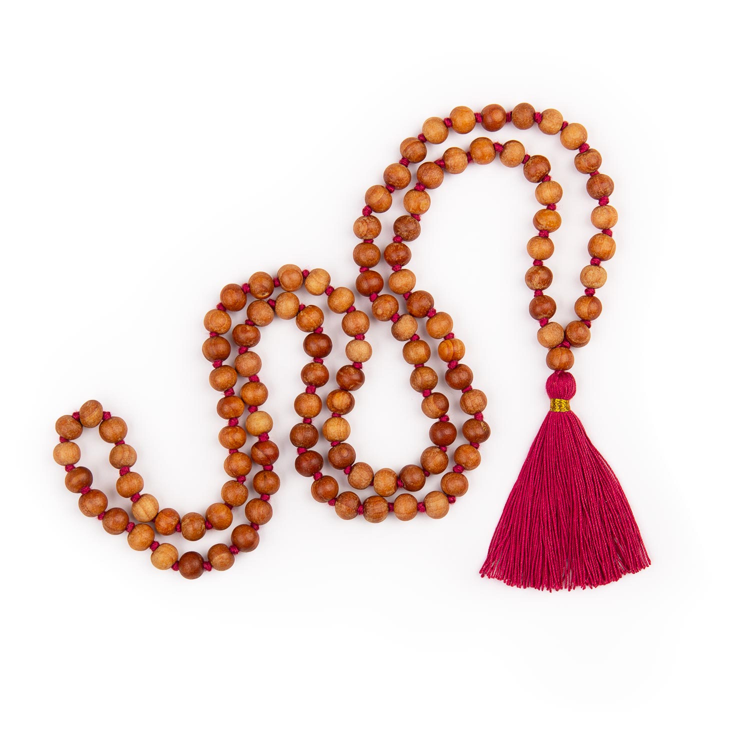 Bodhi Yoga Colier Bodhi Mala cu parfum de lemn de santal și ciucure colorat, 108 mărgele Culoare: Roz
