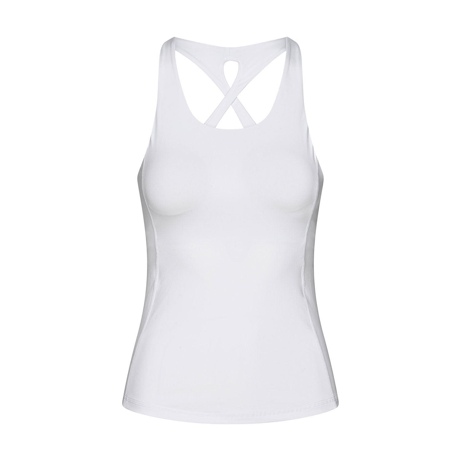 Top de damă Bodhi Niyama Essentials Crossed Back Tank Top, negru, cu cupe integrate Culoare: Alb, Mărime: XL