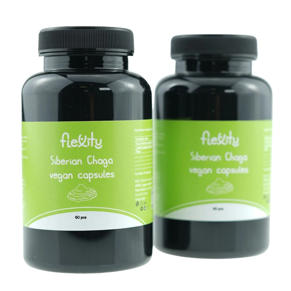 Flexity Chaga Siberiană 60 capsule vegane (300mg/capsulă) - set de 2
