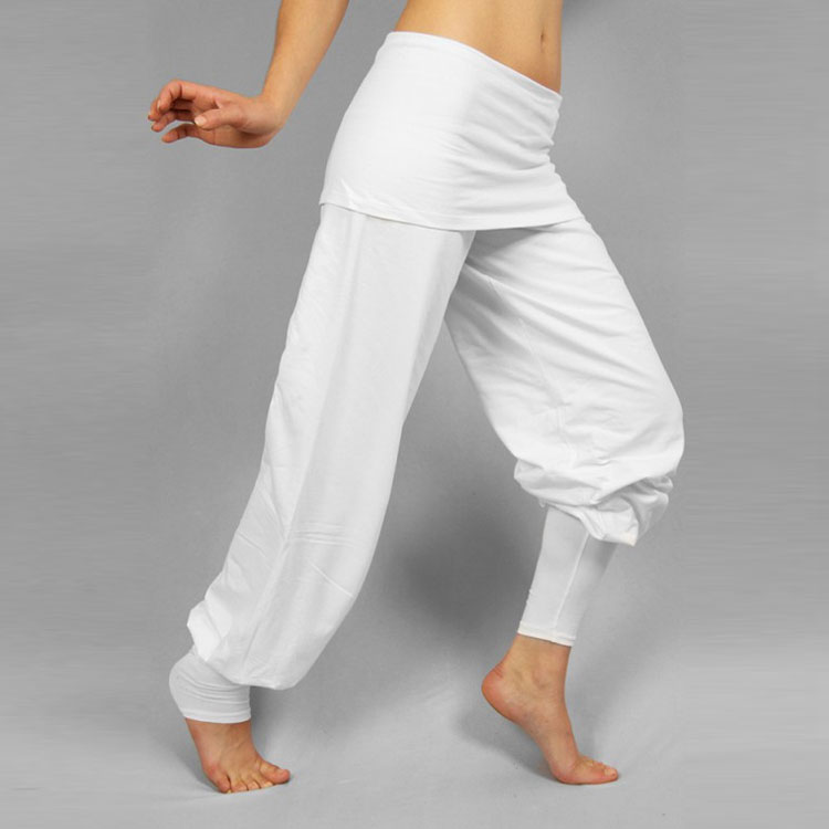Pantaloni de yoga Sat Nam Kundalini Yoga Sohang pentru femei, albi Mărime: L