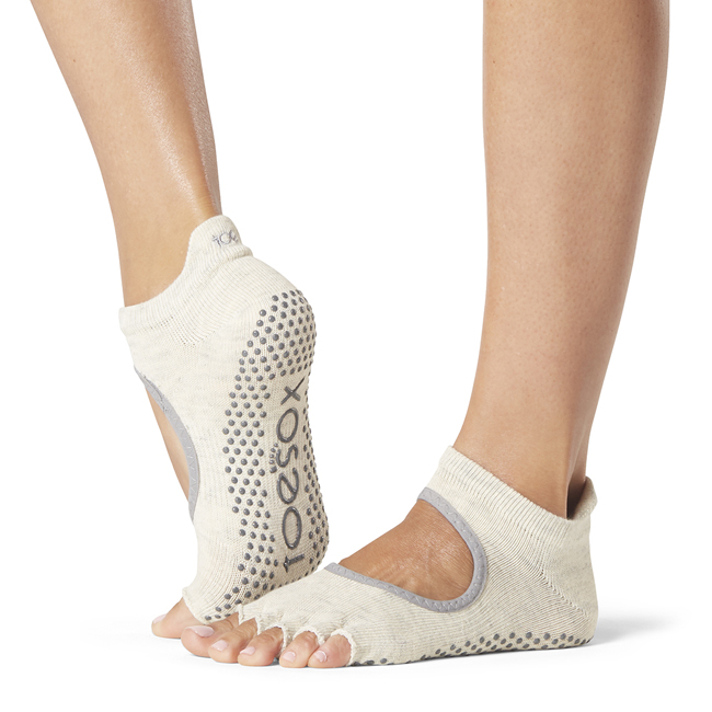Șosete antiderapante Toesox Halftoe Bellarina Grip (Oatmeal) Mărime: M 39-42,5