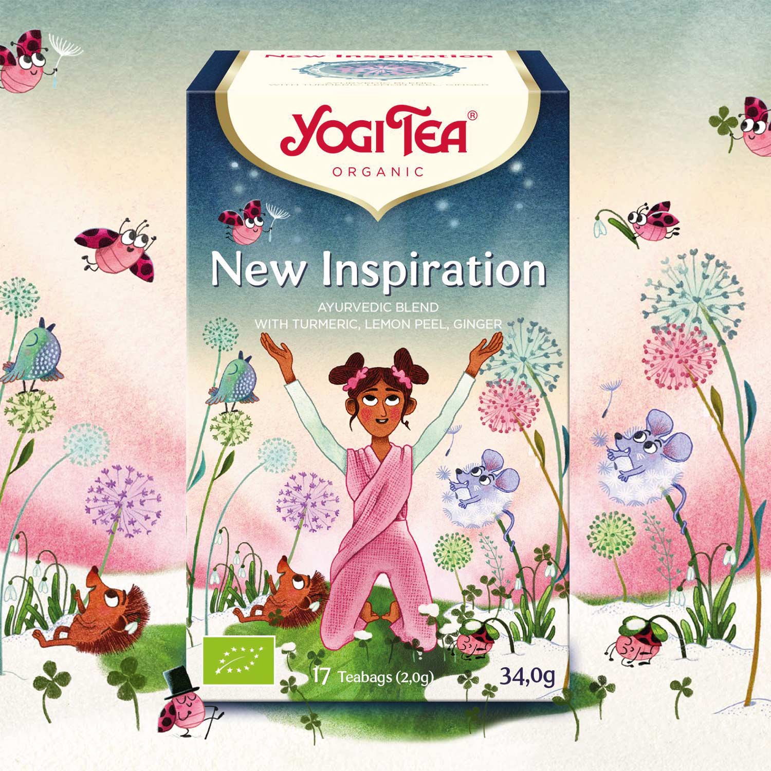 Yogi Tea New Inspiration BIO – ceai din plante și condimente, 17 × 2 g