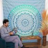 Nástenná plachta/prikrývka 212 x 193 cm (Farba Umrao Mandala - Oranžová)