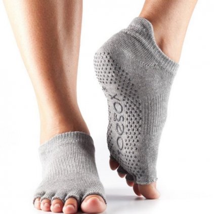 Toesox Halftoe Low rise Grip protišmykové ponožky (Heather Grey)