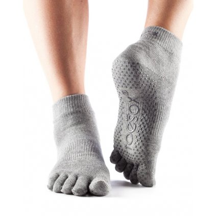 Toesox Fulltoe Ankle Grip protišmykové ponožky (Heather Grey)