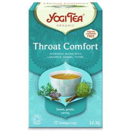 Yogi Tea Throat comfort (úľava hrdla) – Ajurvédsky bylinný čaj porciovaný BIO 17 × 1,95 g