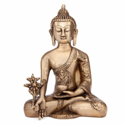 bud18 meditation zubehoer buddha statue golden frontal2
