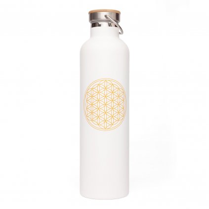5161bw yoga lifestyle bodhi edelstahl isolierbecher gross blume des lebens weiss front