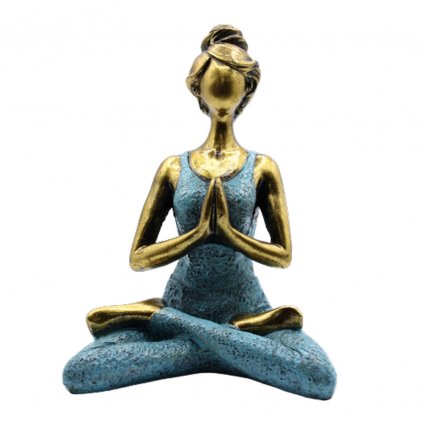Joga Lady Figurína Namasté Bronzovo - Tyrkysová 24 cm