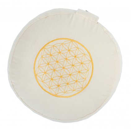 Bodhi Meditačný vankúš RONDO ECO Kvet života náplň špalda 32 cm