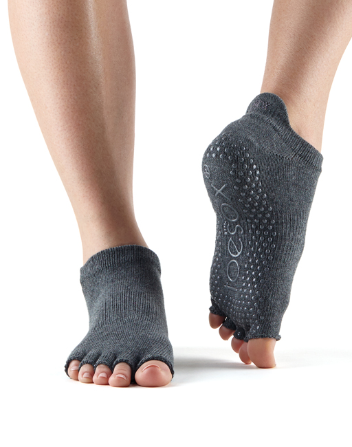 ToeSox Halftoe Low Rise Charcoal protišmykové ponožky tmavosivé Veľkosť: M 39-42,5