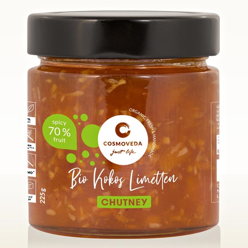 Cosmoveda Cocos Lime Chutney čatní s kokosom a limetkou 225 g, BIO