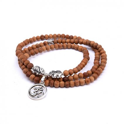 bodhi mala dlhy dreveny naramok symbol om