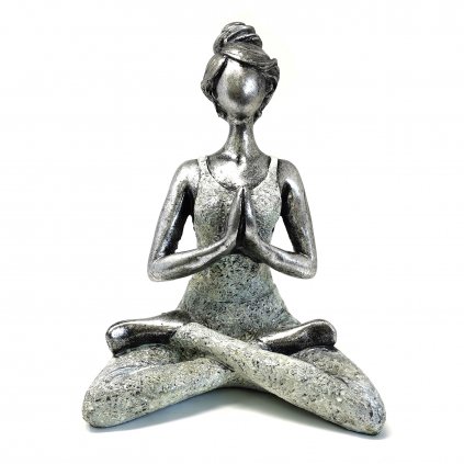 12549 1 awg joga lady figurina namaste strieborno biela 24 cm